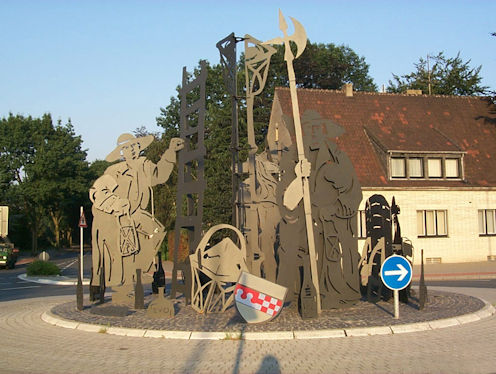 Kunst im Kreisverkehr in Burgstraße - Am Stadtgraben - Bahnstraße in Oberhausen Holten