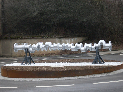 Kreiselkunstwerk in Auguste-Keßler-Strasse in Aalen-Wasseralfingen 